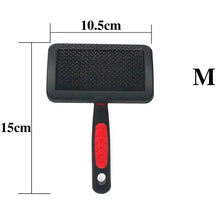 Slicker brush size diagram with black bristle pad and red handle