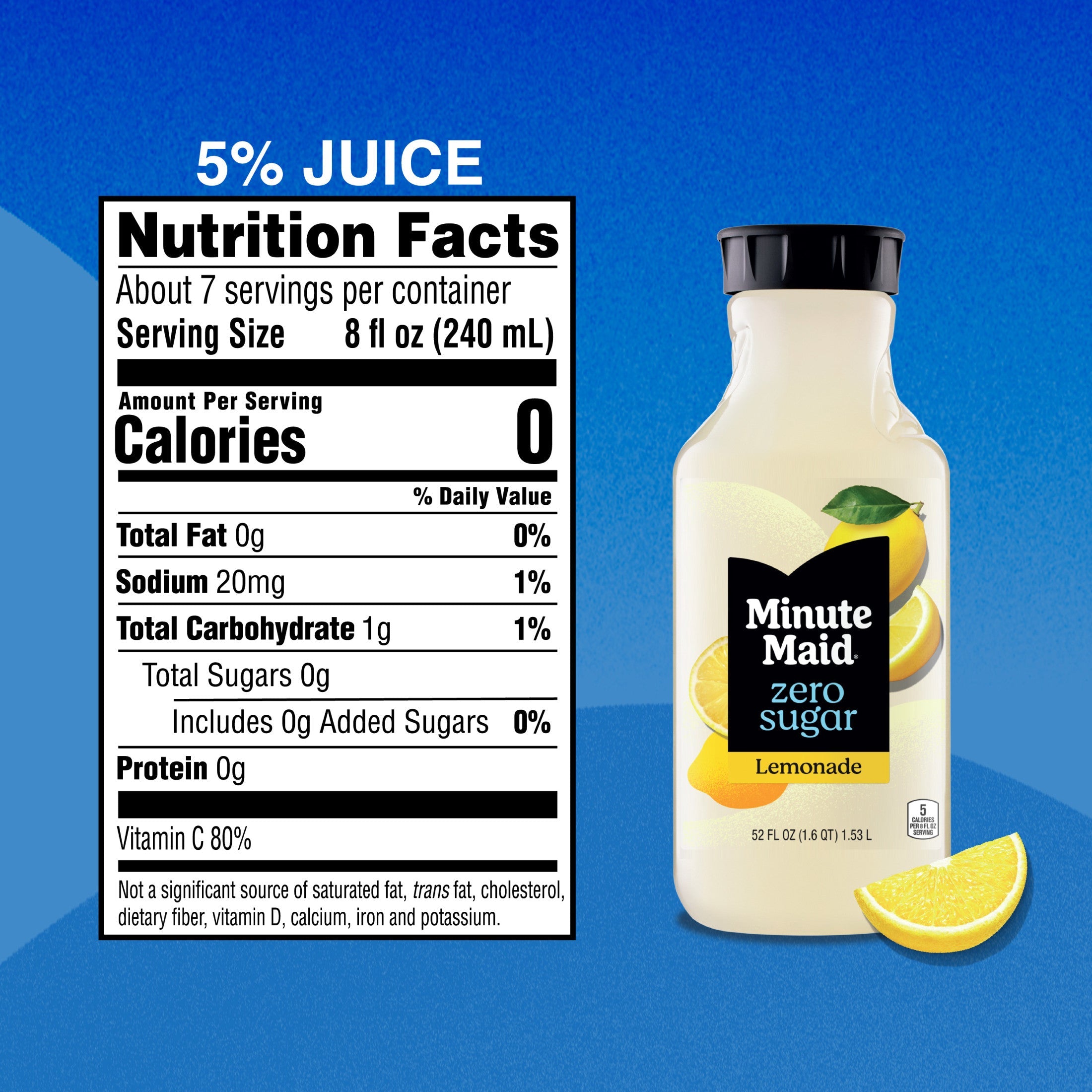 Minute Maid Zero Sugar Lemonade Bottle, 52 fl oz