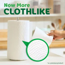 White paper towel roll with textured sheet shown in green zoom circle