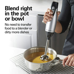Hamilton Beach Immersion Hand Blender for Kitchen with Blending Wand, Whisk & Chopping Bowl, Silver - USA MEGA SHOP