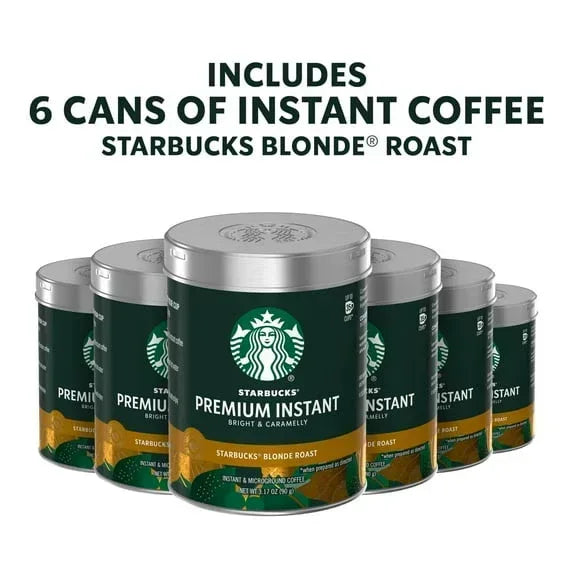Starbucks Premium Instant Coffee, Starbucks Blonde Roast Coffee, Arabica Beans, 3.17 oz