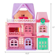 Kid Connection doll house play set with 28 pieces, front view with size 17" and 15.5"