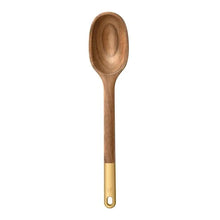 Wood kitchen spoon with oval bowl and loop handle