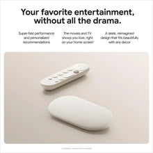 Google TV Streamer 4K porcelain streamer with white remote controller
