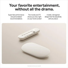 Streaming media streamer and voice remote, light gray with rounded shapes.