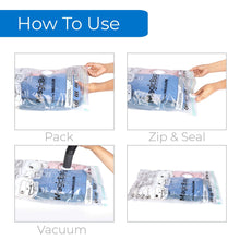 How-to use panel for jumbo vacuum storage bags, pack to vacuum steps