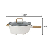Electric skillet with black lid and detachable wood side handles