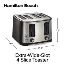4-slice bread and bagel toaster with extra-wide slots, black and stainless