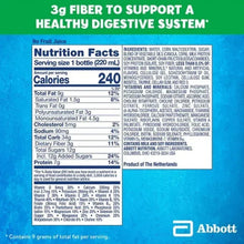 Nutrition Facts panel for Pediasure Grow & Gain with fiber and digestive system