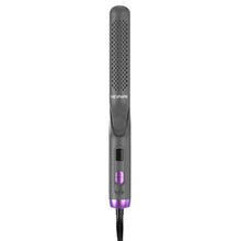 Airflow hair curling iron upright with vented barrel, purple control band, power cord
