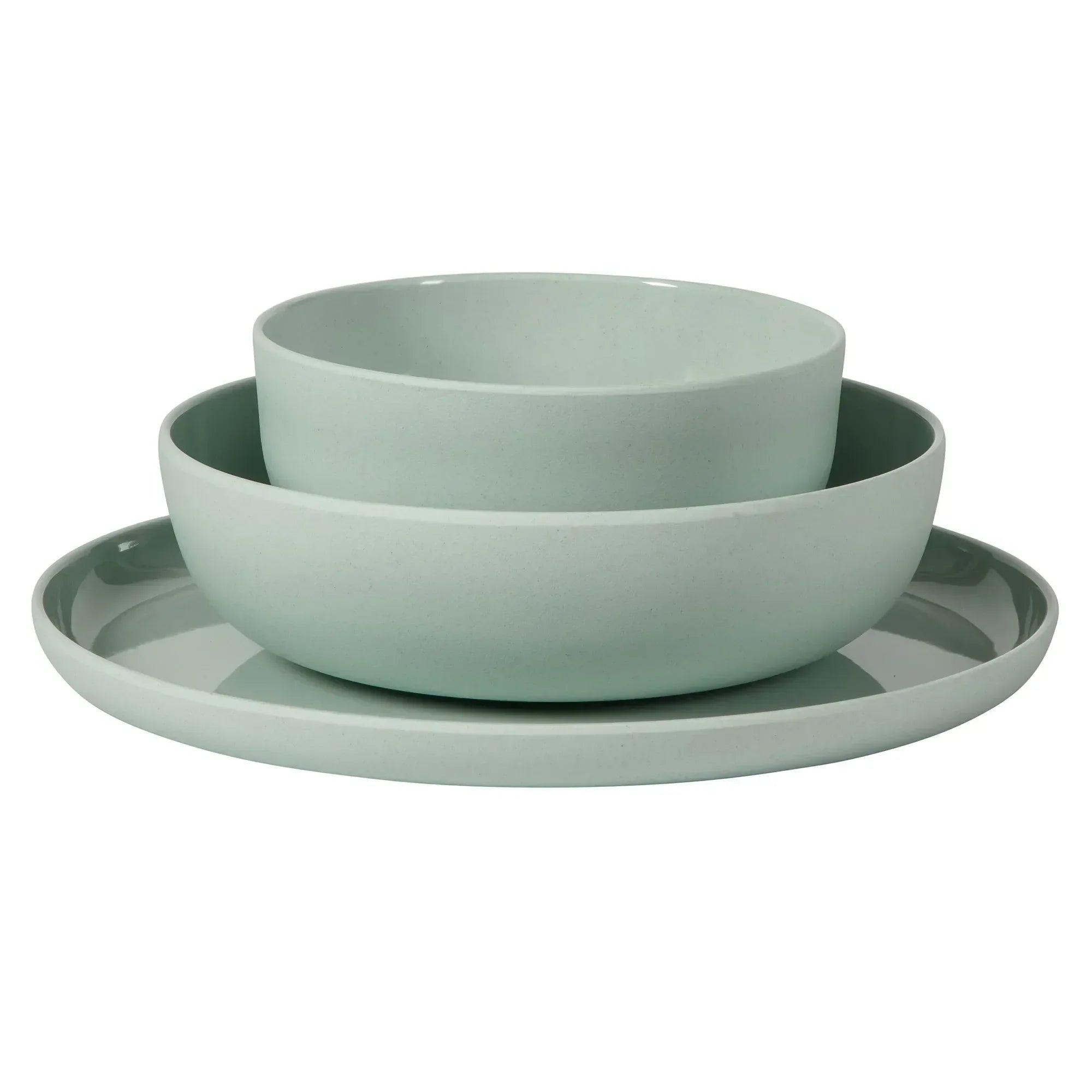 Gibson Home Candy Skies 12 Piece Unbreakable Wheat Straw Melamine Plates and Bowls Dinnerware Set - Outdoor, Camping, & Everyday Use - Matte Exterior/Shiny Interior Green