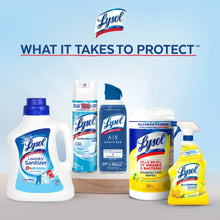 Lysol cleaning products set with disinfectant sprays and sanitizer bottles