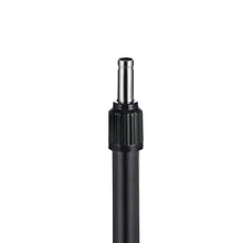 Black fan height-adjustment pole with silver collar segment.