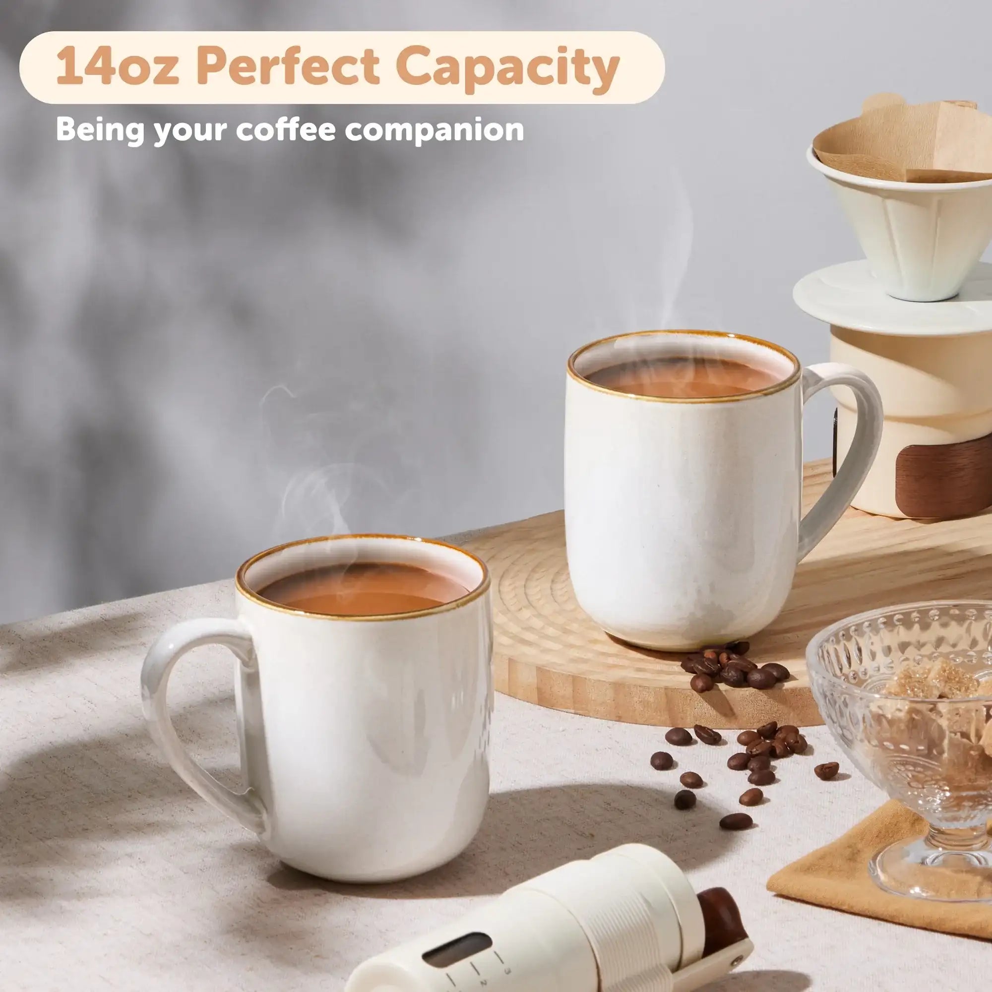 Vesteel Coffee Mug Set of 4, Ceramic Coffee Cups with Handles, 14oz Handmade Reactive Glaze Mugs Set for Coffee Tea Milk, Mug Gifts for Thanksgiving Day Anniversary, Gifts for Men, women, Home, Office and Restuarant