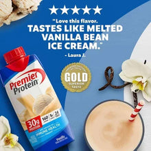 Vanilla protein shake carton, immune health claim, gold superior taste badge