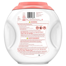Baby laundry detergent container with pink lid, white plastic jug