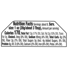 Nutrition Facts close-up on hot honey nut trio tub, serving size and calories
