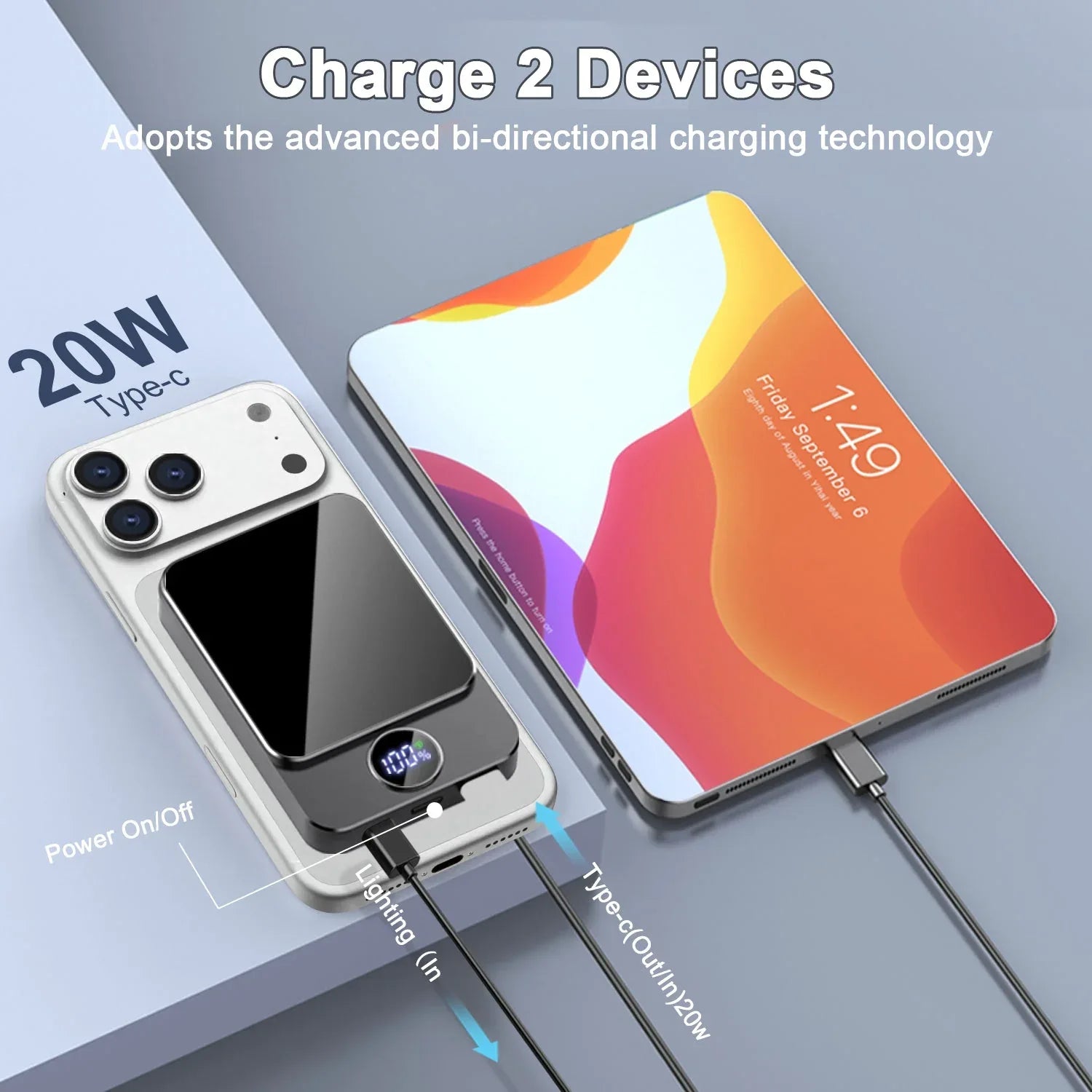 Magnetic Wireless Portable Charger, 10000mAh Power Bank with PD20w Fast Charging, USB C in&Out Battery Pack, Compatible with Mag-Safe for iPhone 17/16/15/14/13 Series, Samsung, Android, and More - USA MEGA SHOP