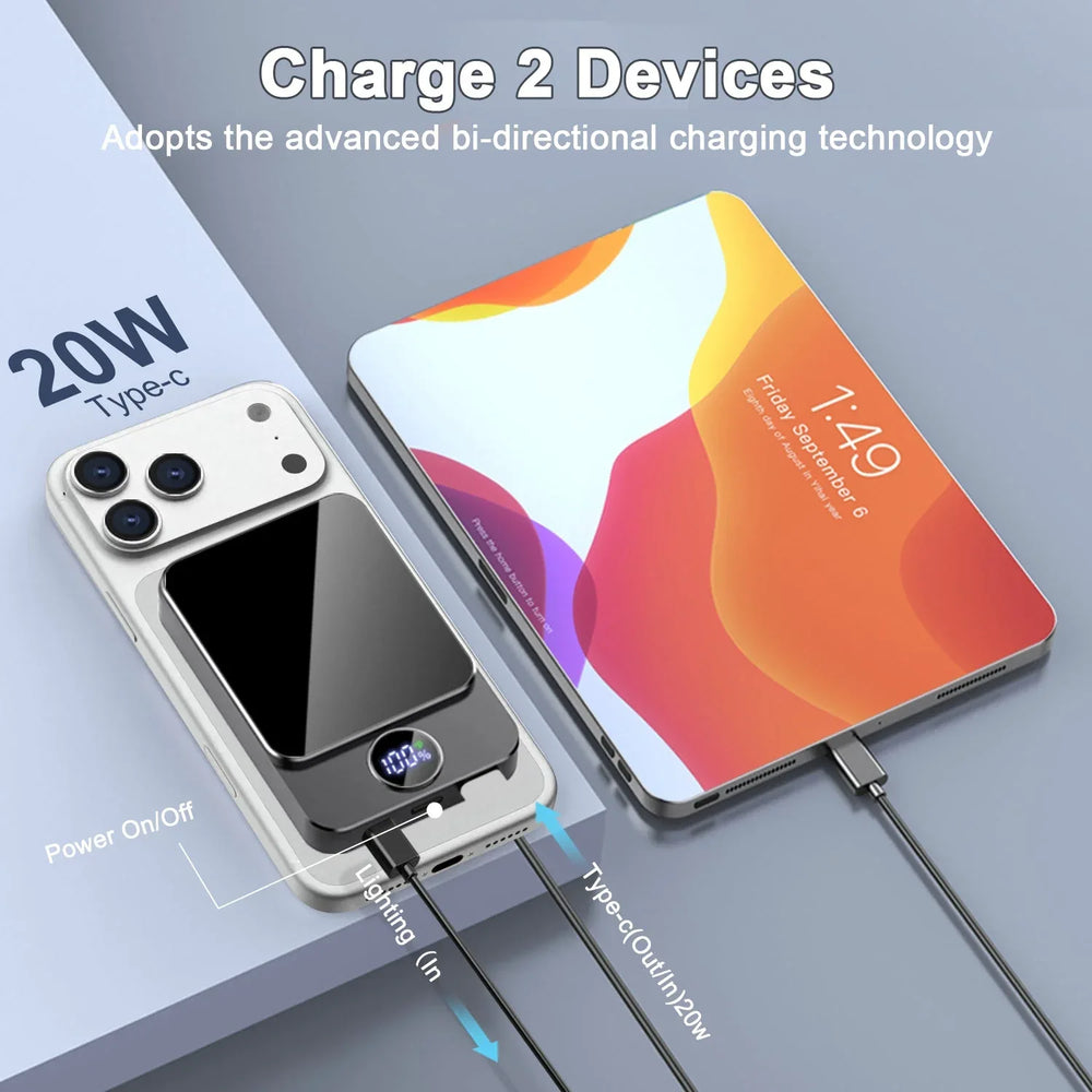 Magnetic Wireless Portable Charger, 10000mAh Power Bank with PD20w Fast Charging, USB C in&Out Battery Pack, Compatible with Mag-Safe for iPhone 17/16/15/14/13 Series, Samsung, Android, and More - USA MEGA SHOP