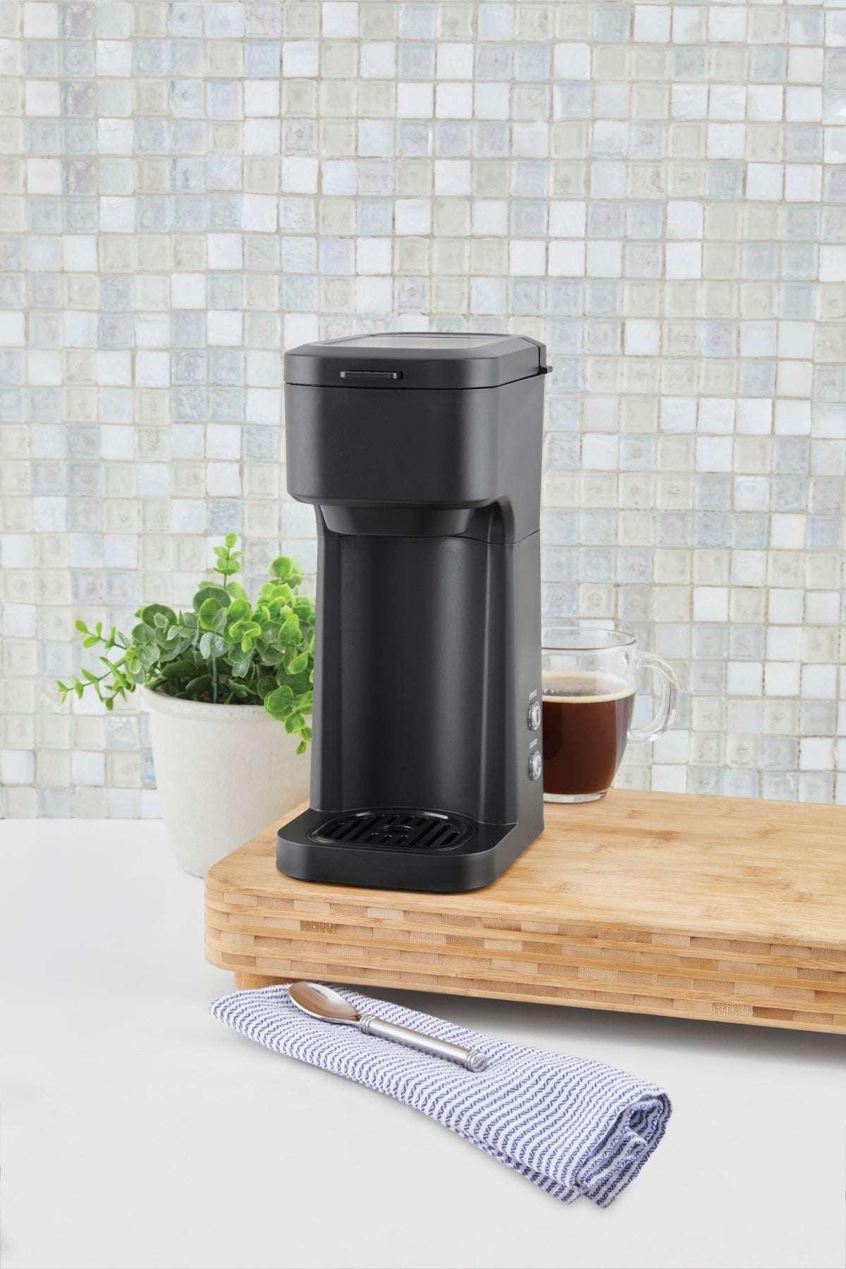 Mainstays Black Matte Single Serve Coffee Maker