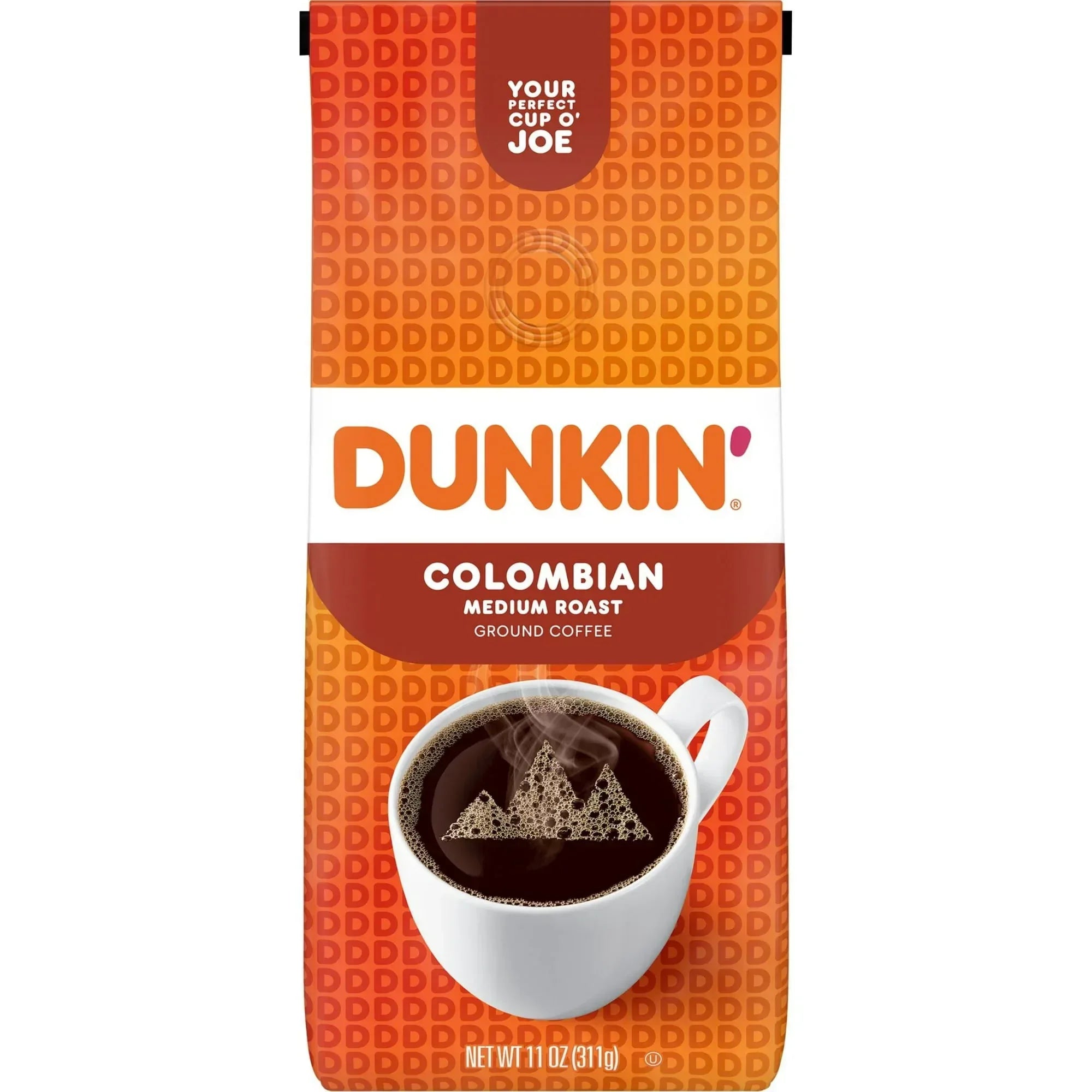 (6 pack) Dunkin’ Colombian Medium Roast Ground Coffee, 11 oz Bag