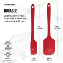 Two red silicone spatulas with durable solid heads and looped handles