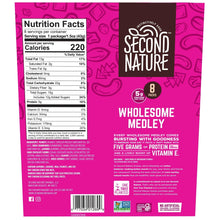 Back of gluten-free trail mix snack bag with Nutrition Facts and brand logo