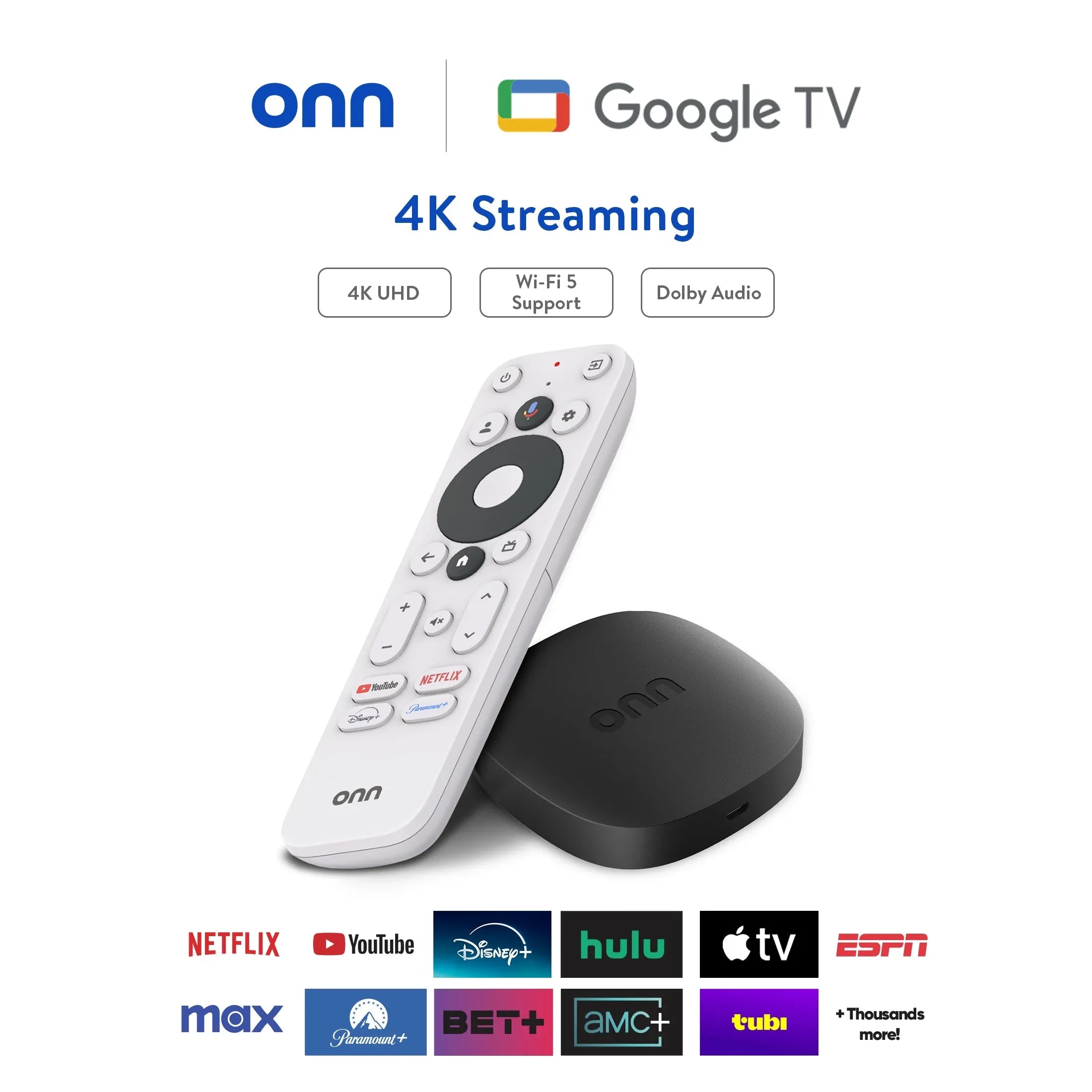 onn 4K Streaming Device, Google TV - Fast Streaming, Ultra HD, 8GB Storage, 2GB RAM, Remote with Voice Control - USA MEGA SHOP