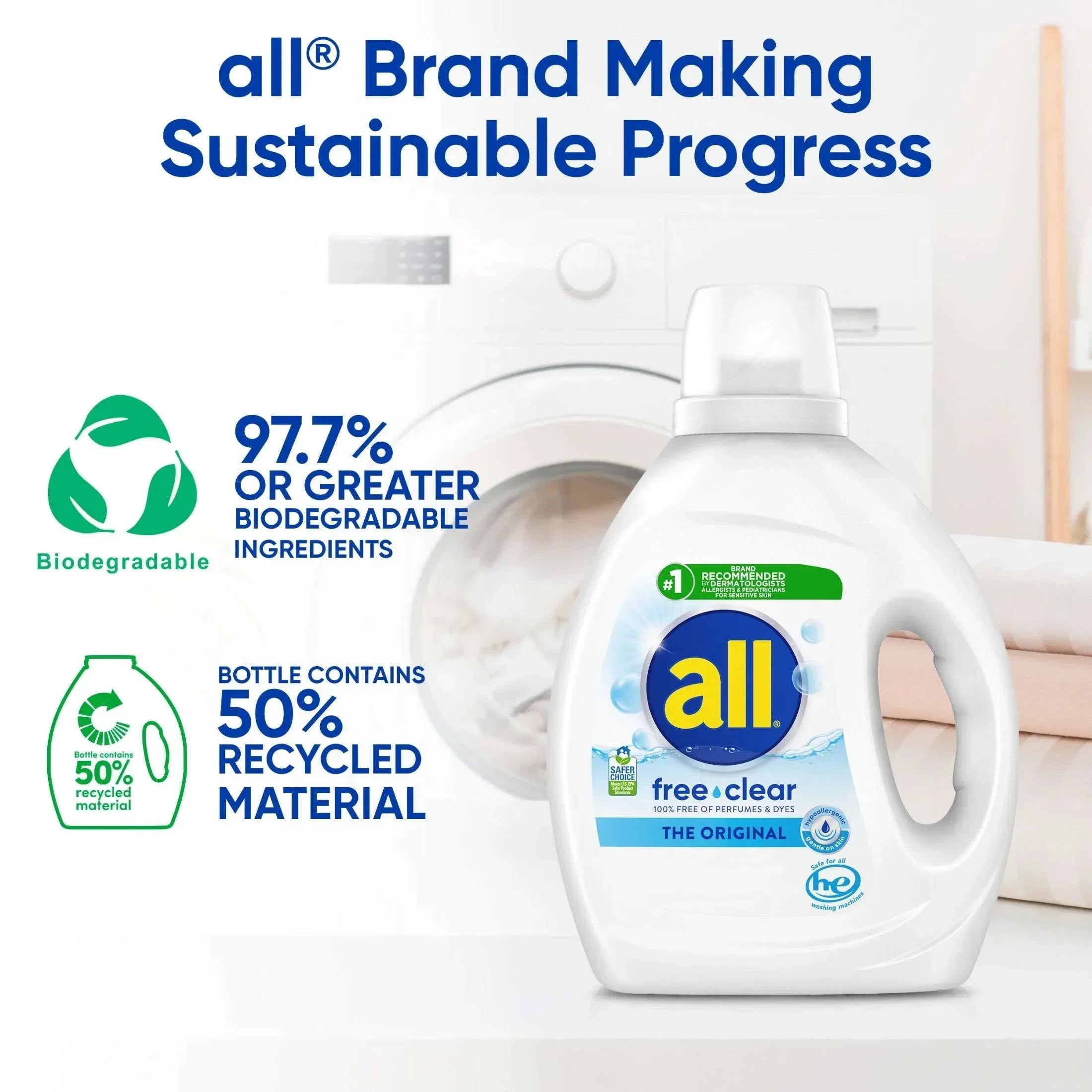 all Free Clear Liquid Laundry Detergent, 30 oz, 24 Loads