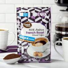 Great Value French Roast ground coffee bag with Dark & Bold & Toasty label