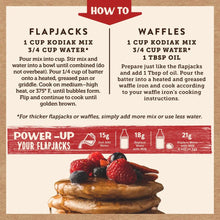 Flapjack and waffle cooking instructions for buttermilk power cakes mix