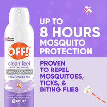 Insect repellent aerosol with white cap and purple body, up to 8 hours protection