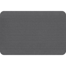 Charcoal tri-rib doormat close-up showing dense loop fabric texture and rounded edge.