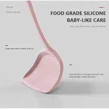 Pink silicone spatula with wide scoop head