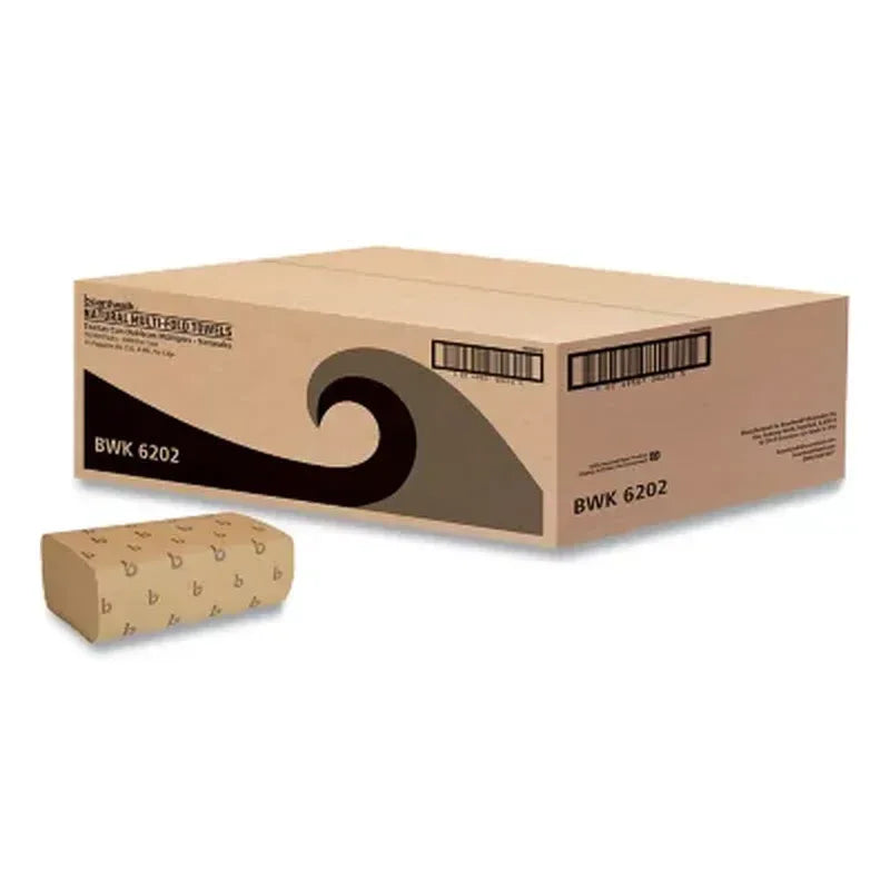 Boardwalk Multifold Paper Towels, Natural, 9" X 9 9/20" (250 Towels/Pk., 16 Pks)