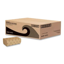 Natural paper towel rolls beside carton labeled BWK 6202