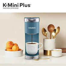 Evening teal single-serve K-Mini Plus coffee maker with drip spout and base