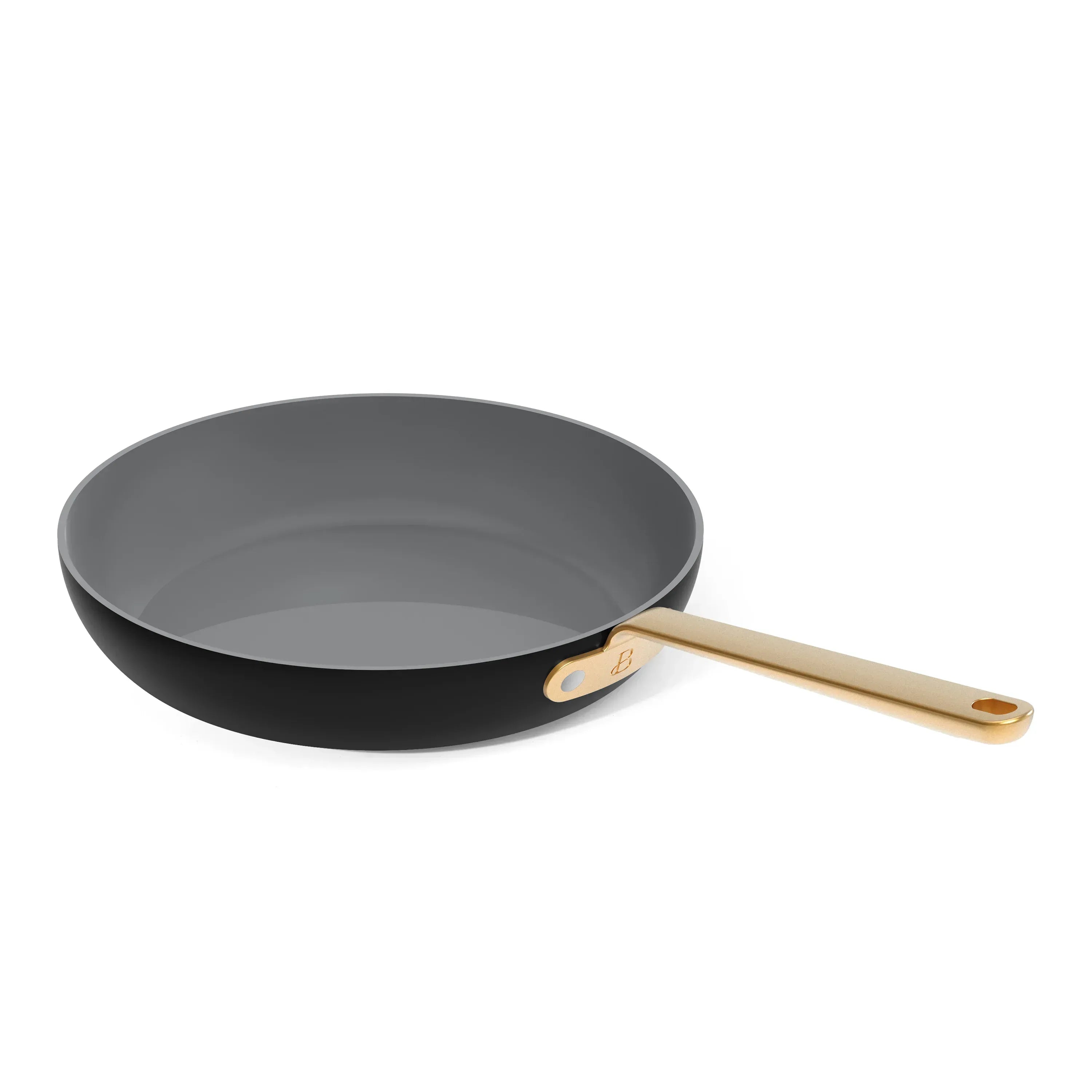 Beautiful 12-Piece Ceramic Nonstick Cookware Set, Pots and Pans with Strainer Lids, Black Sesame by Drew Barrymore