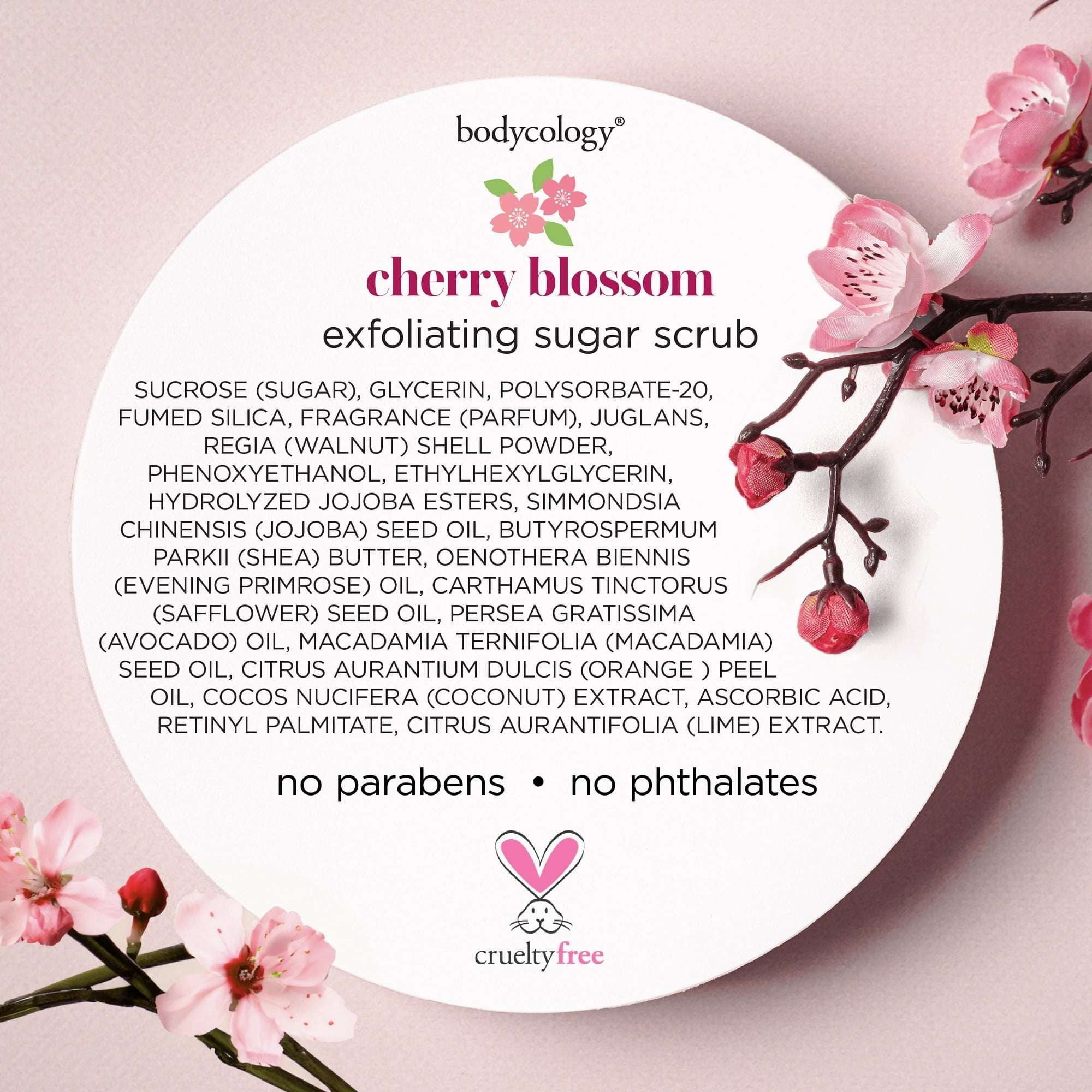 (4 pack) Bodycology Cherry Blossom Exfoliating Sugar Scrub 10.5 oz