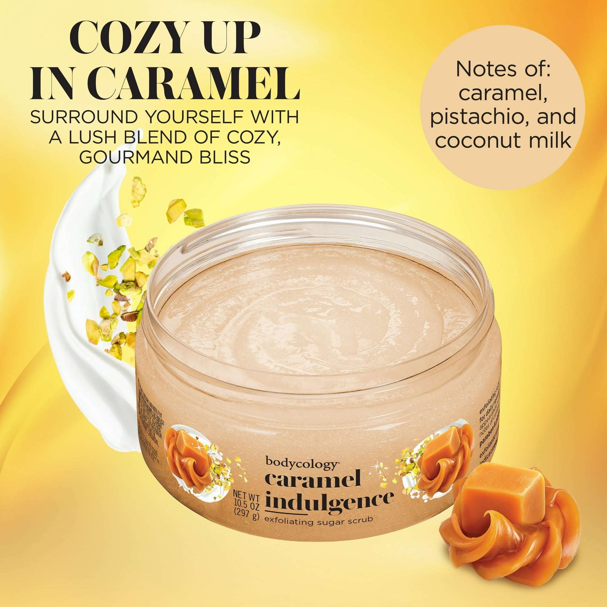 (4 pack) Bodycology Exfoliating Sugar Scrub, Caramel Indulgence, 10.5 oz