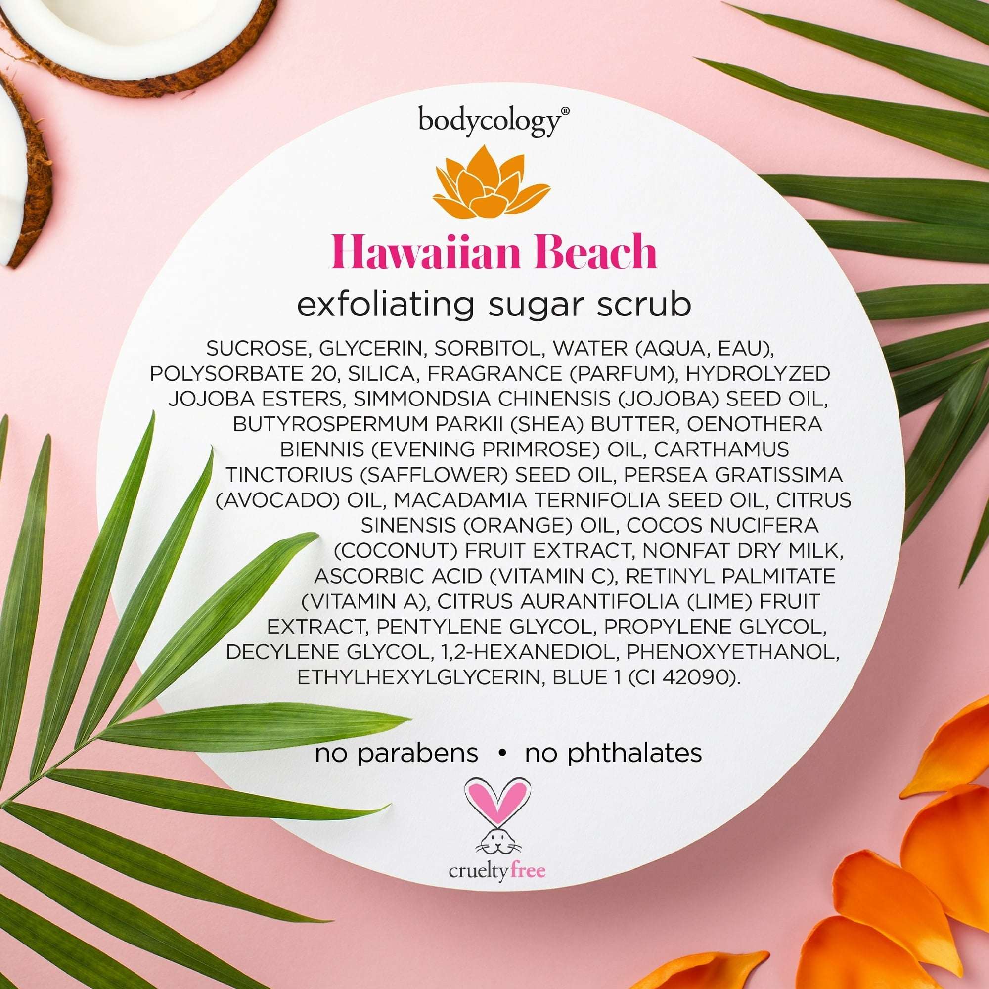 (4 pack) Bodycology Hawaiian Beach Exfoliating Sugar Scrub, 10 fl oz