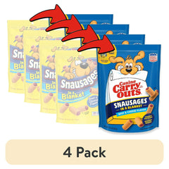 (4 pack) Canine Carry Outs Snausages in a Blanket Chewy Dog Treats, Beef & Cheese Flavor, 22.5 Ounces