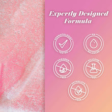 Caress Daily Silk body wash formula icon panel with dermatology-tested and free-from badges