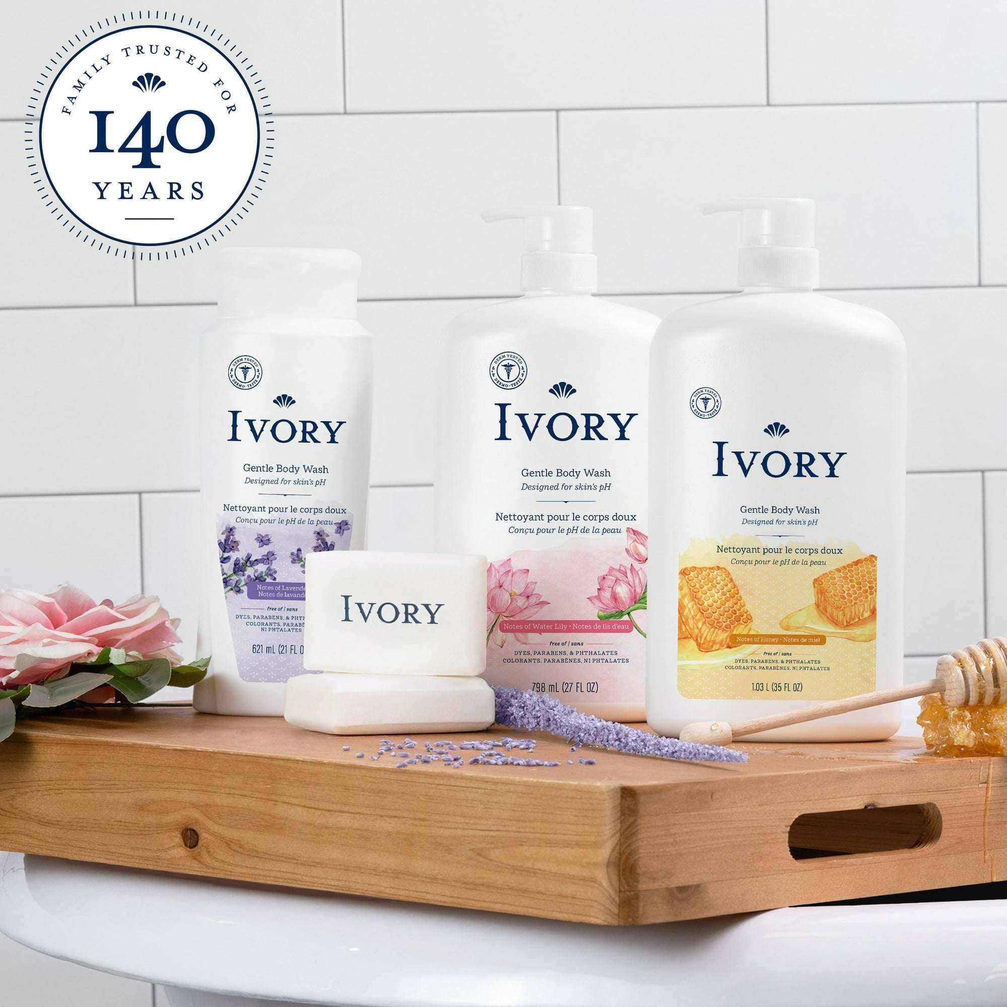 (4 pack) Ivory Mild & Gentle Body Wash, Milk & Honey Scent, for All Skin Types, 35 fl oz
