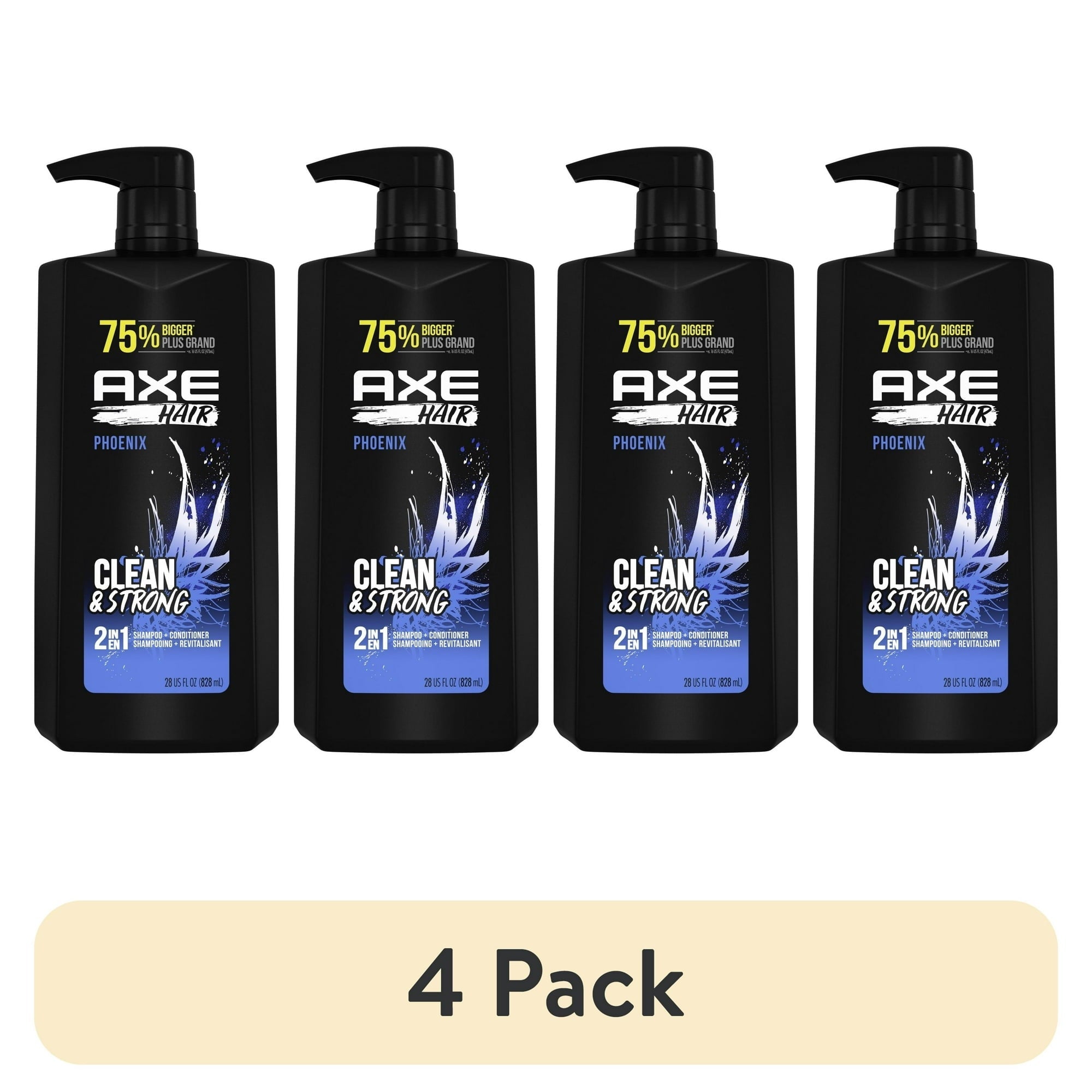 (4 pack) Axe Phoenix Moisturizing 2-in-1 Shampoo and Conditioner, Crushed Mint and Rosemary, 28 fl oz