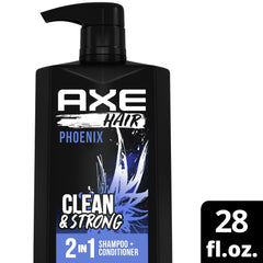 (4 pack) Axe Phoenix Moisturizing 2-in-1 Shampoo and Conditioner, Crushed Mint and Rosemary, 28 fl oz