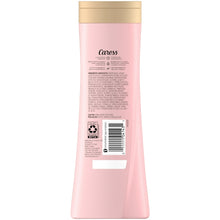 Caress Daily Silk body wash bottle back panel with barcode and ingredient text