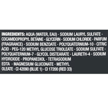 Dial body wash ingredient list panel on bottle label