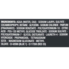 Dial Refresh 3-in-1 body wash ingredients list panel, ingredient text close view