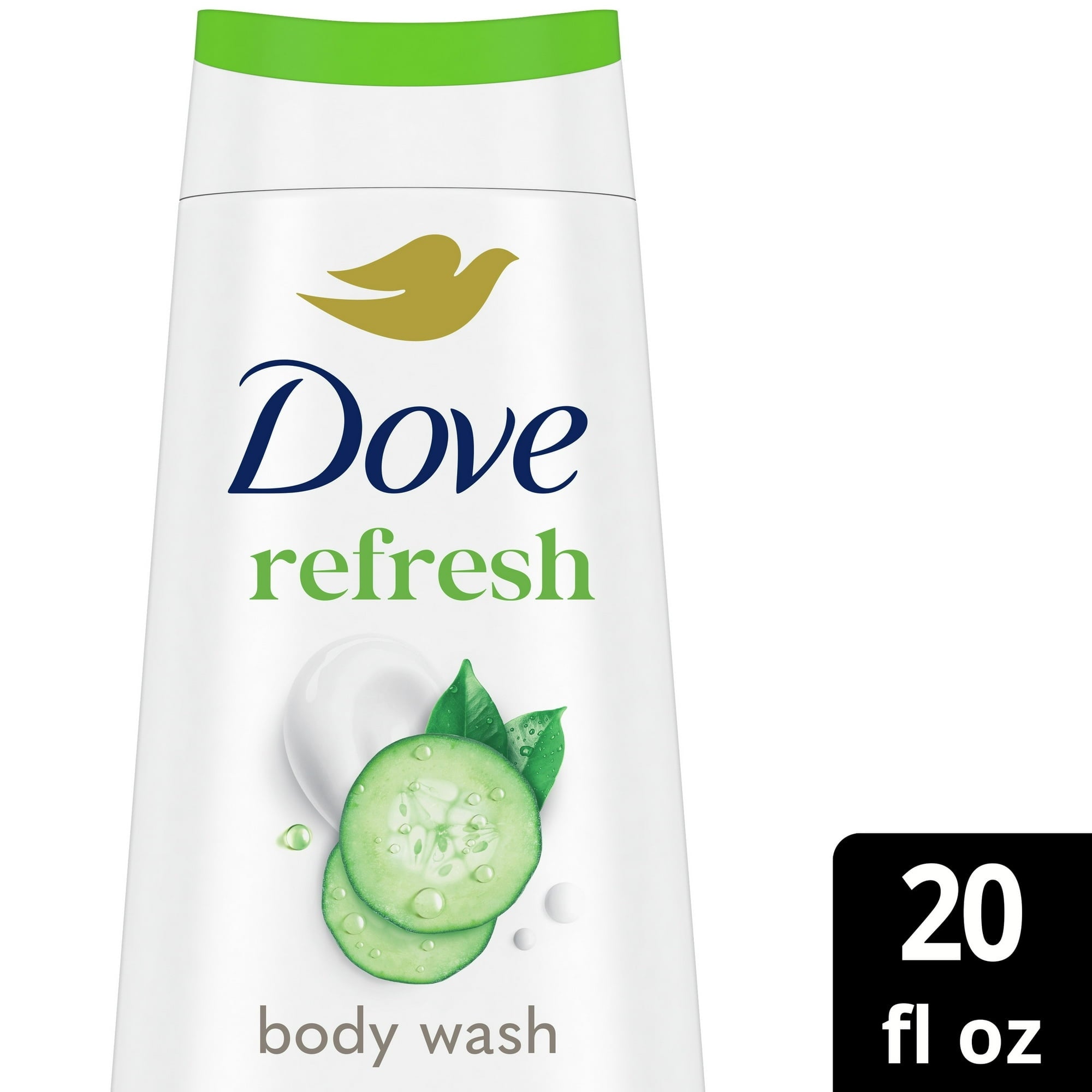 (4 pack) Dove Body Wash for Women Moisturizing Refresh Cucumber & Green Tea Cleanser All Skin, 20 oz